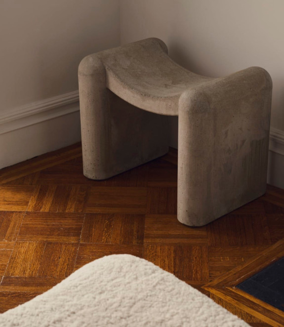 A concrete stool by Rick Owens.