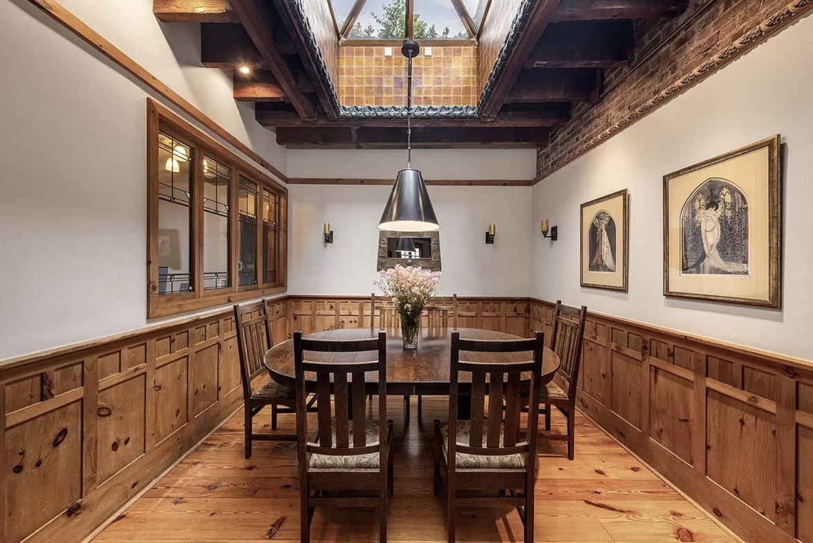 A dining area in Barbra Streisand's former townhouse
