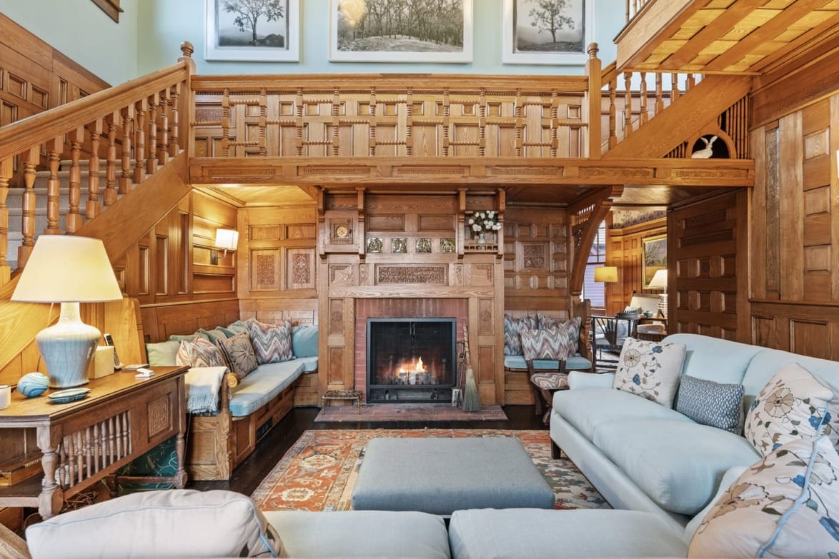 Living room at Rosemary Lodge in Water Mill.