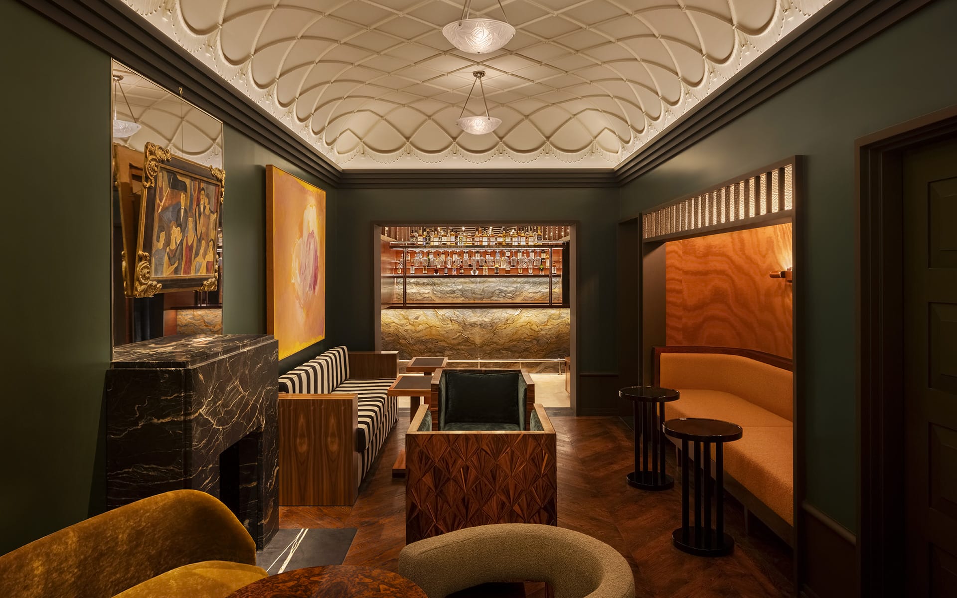 Interior of the new Upper East Side restaurant Chez Fifi, designed by Joyn Studio.