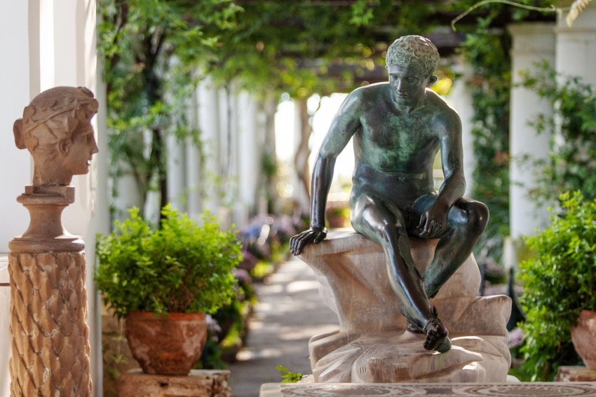 Mercury at rest in the loggia of Villa San Michele in Capri.