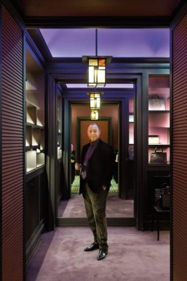 Graf stands in the Paris boutique he designed at 3 Avenue Montaigne.