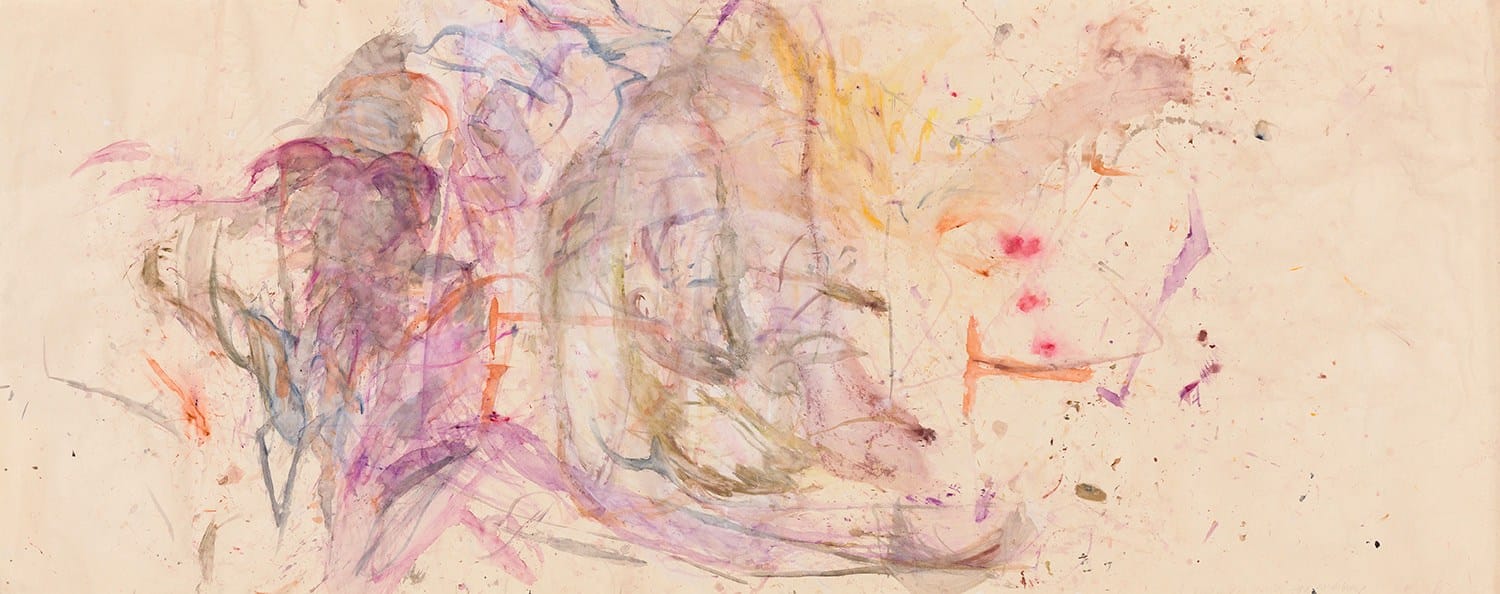 Abstract artwork with swirling pastel colors and dynamic brushstrokes on a textured beige background.