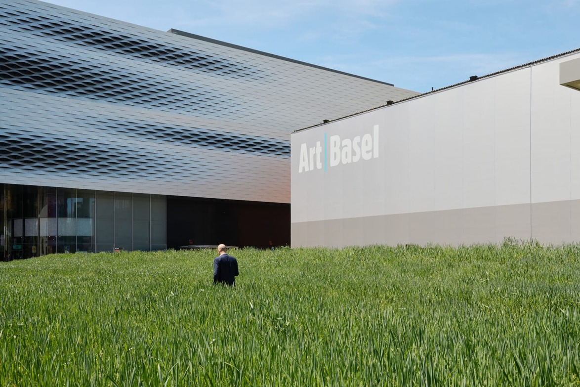 Installation view, Agnes Denes, Honoring Wheatfield - A Confrontation, (2024) at Messeplatz Project at Art Basel