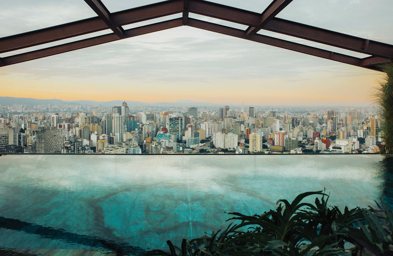 Sweeping views of São Paulo from the rooftop infinity pool at the Rosewood.