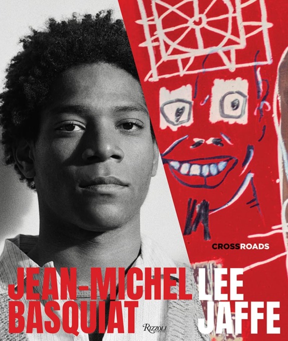 Cover of "Crossroads" featuring a portrait of Jean-Michel Basquiat alongside his colorful abstract artwork.