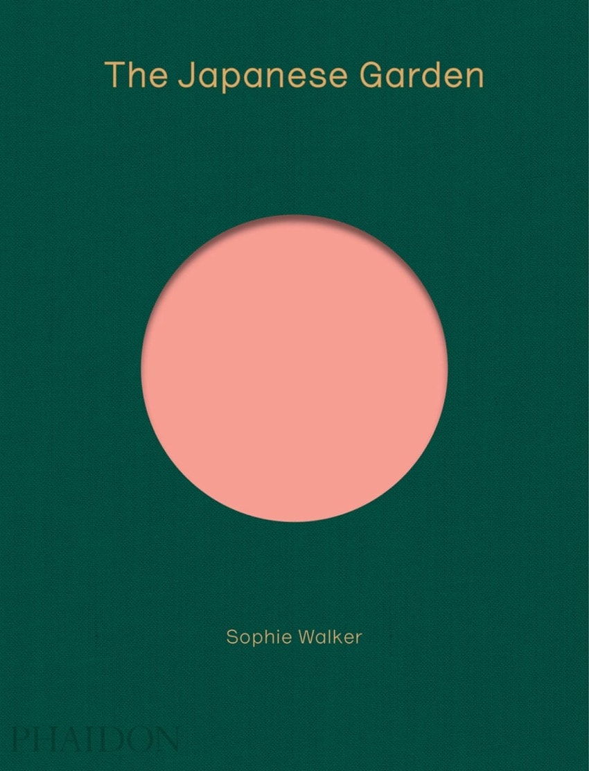 Book cover of The Japanese Garden by Sophie Walker, featuring a circular cutout on a dark green background.