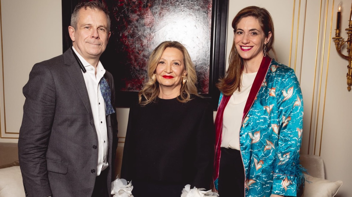 Benoist F. Drut, Aline Hazarian, and Jacqueline Terrebonne, who hosted the evening.