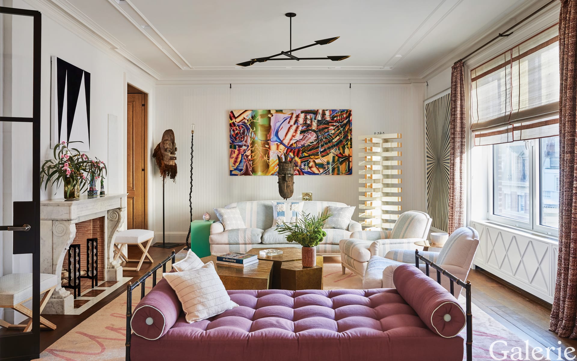 The living room of art adviser Astrid Hill’s Upper East Side apartment, conceived in collaboration with designer Frank de Biasi.