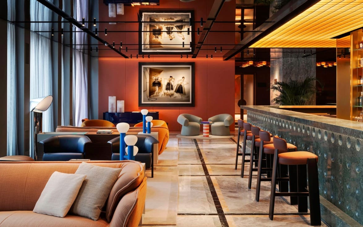 Casa Brera's Living bar in the Milan hotel