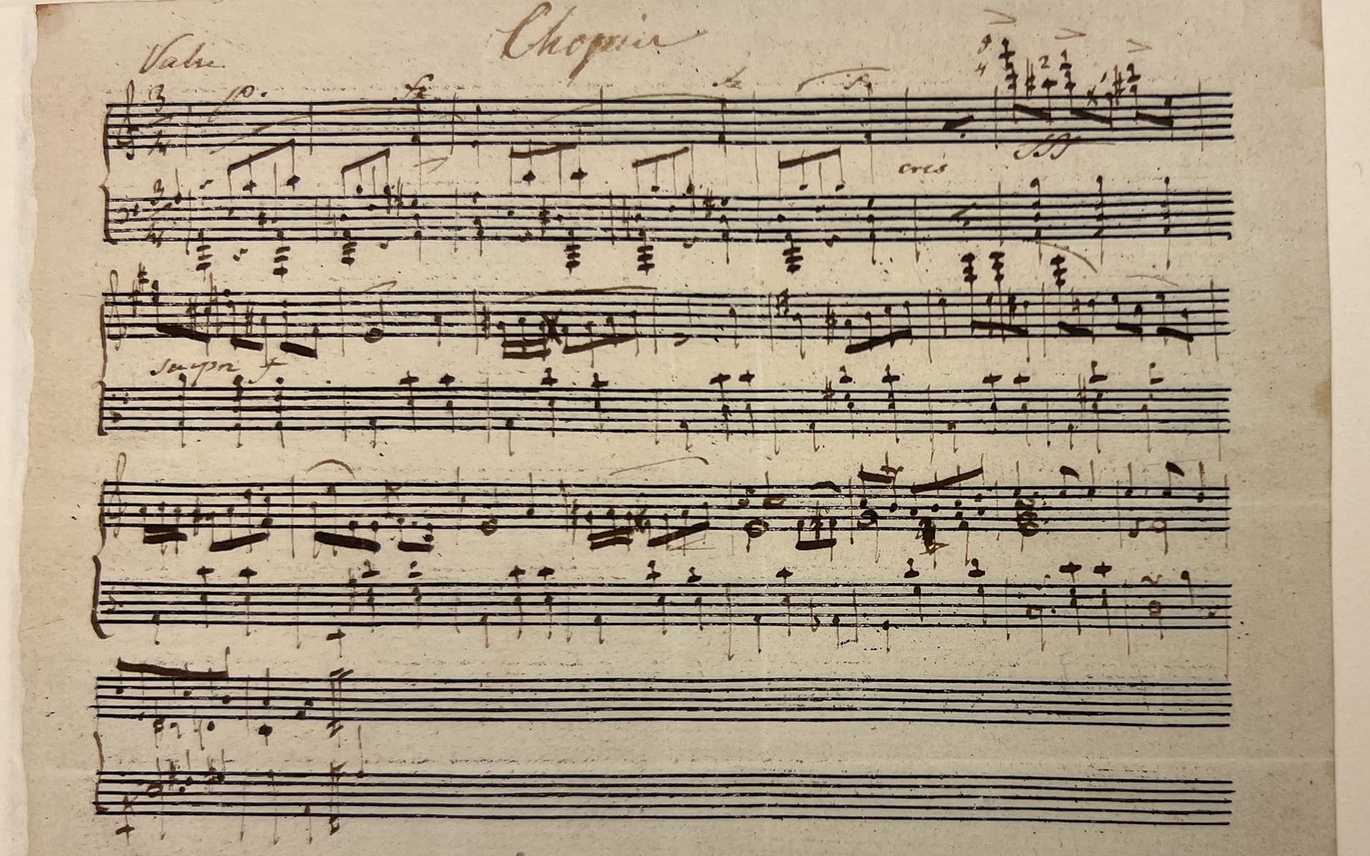 Chopin, Frédéric, 1810-1849,‘Valse,’attributed to Chopin : autograph manuscript, between 1815 and1849, recto.