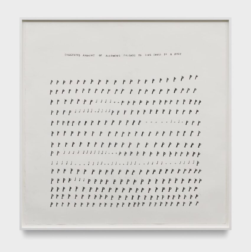 Christine Sun Kim, Suggested Amount of Allowing Friends to Sing Songs to A Baby, 2018.