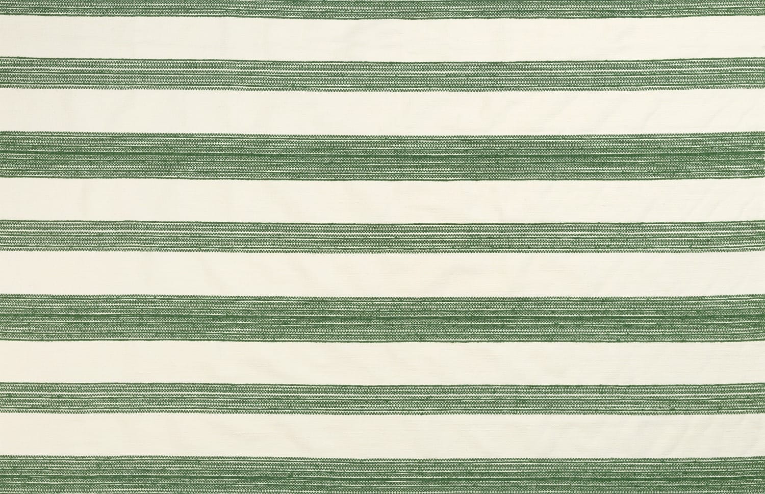 Green and white striped fabric pattern with horizontal lines creating a simple and classic design.