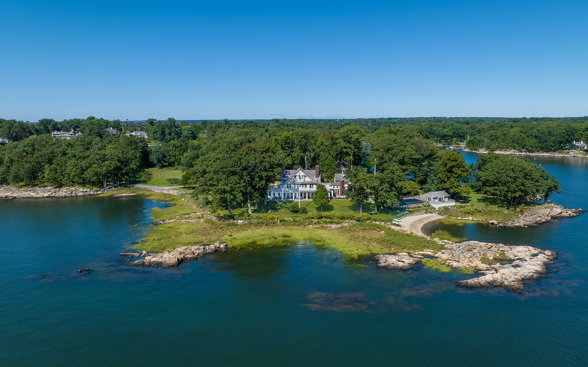 Aerial view of Hay Island.