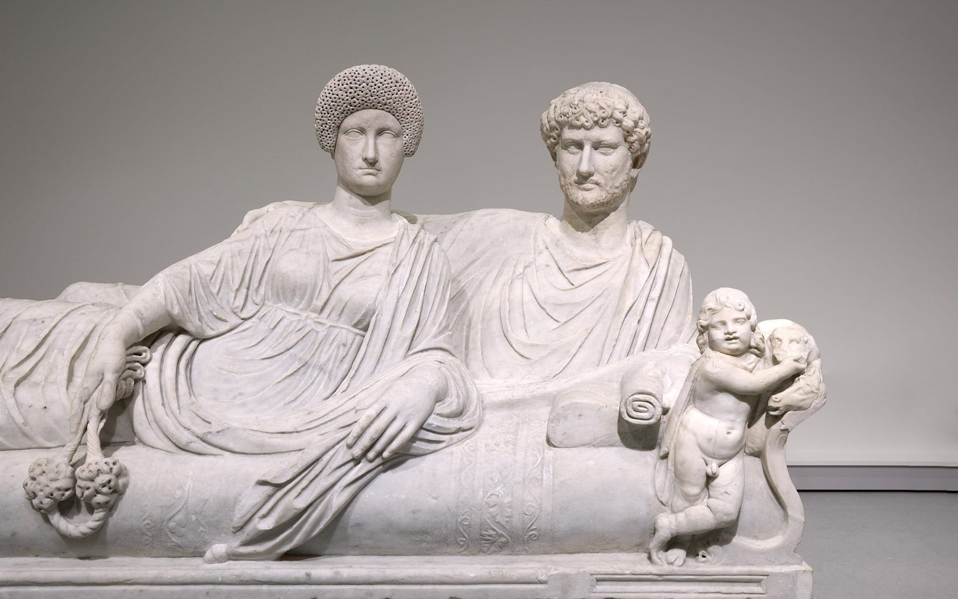 Sarcophagus Lid with Reclining Couple, second half of 2nd century CE.