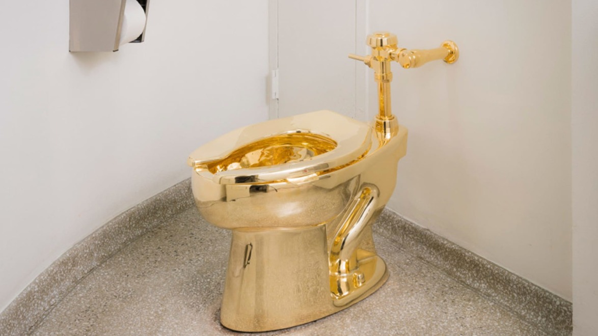 Installation view, "Maurizio Cattelan: America," at the Guggenheim Museum.