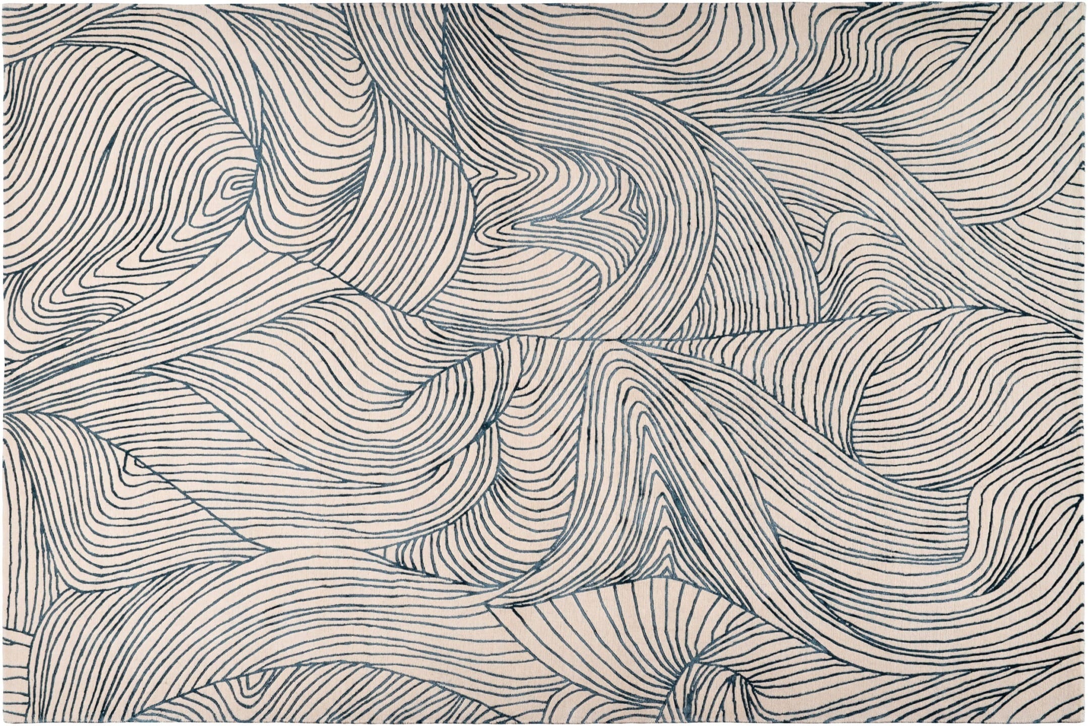 Abstract pattern with curved lines forming a seamless wave-like design in shades of black and white.