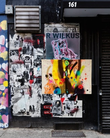 The opulent aerosol layers translate beautifully onto the thick velvet of Timorous Beasties’ Graffiti Stripe Velvet.