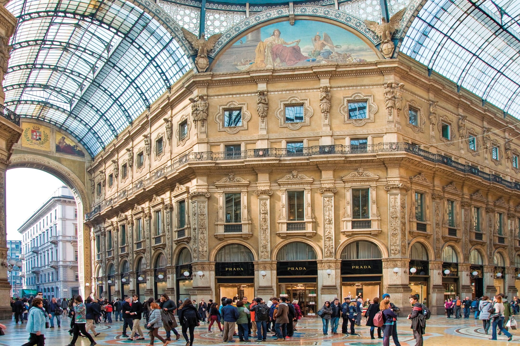 Milan’s oldest shopping center, Galleria Vittorio Emanuele II.
