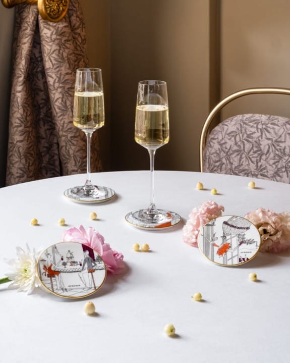 Ginori coaster set designed exclusively for St. Regis.