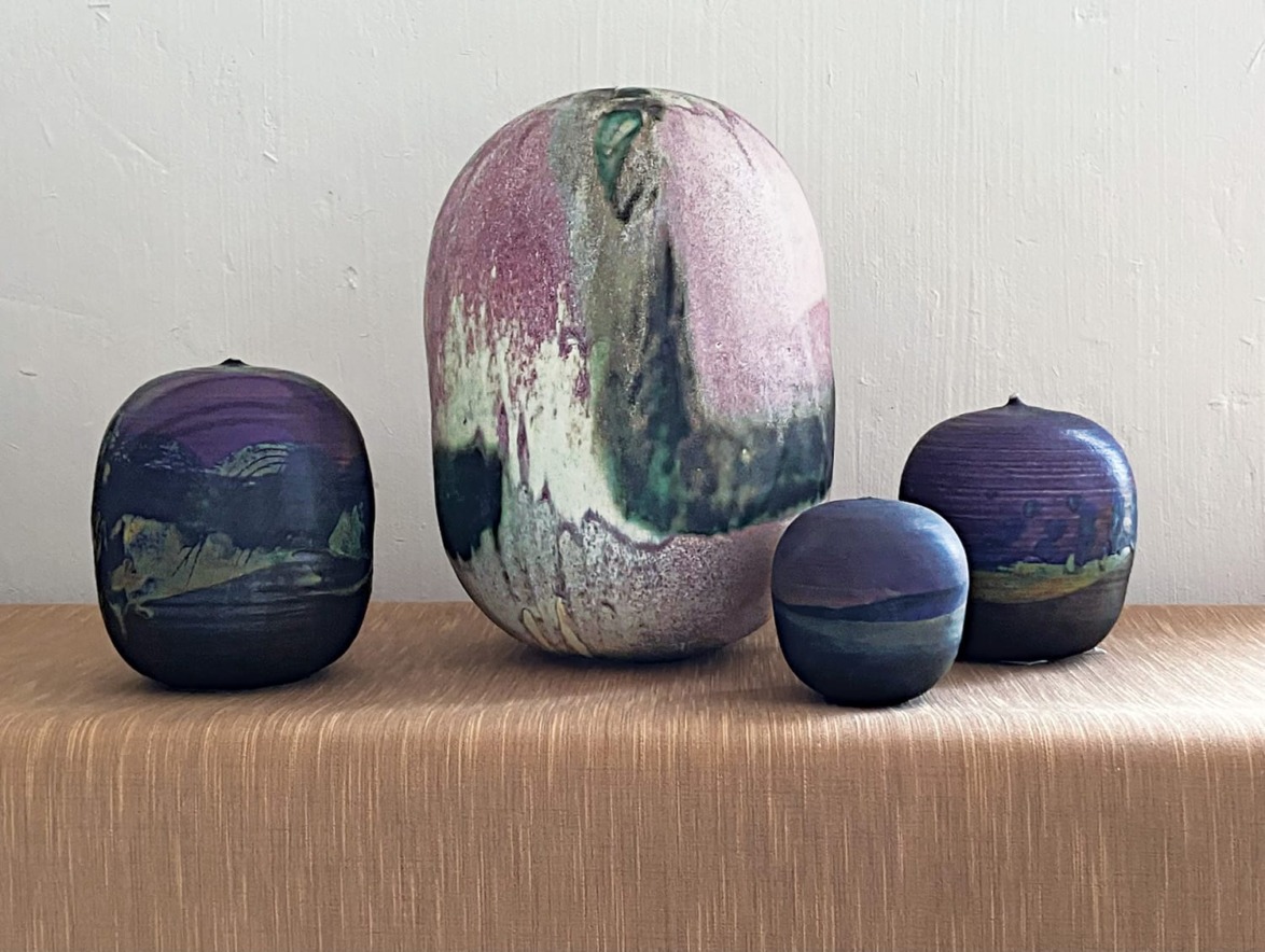 Installation view of Toshiko Takaezu works at LongHouse, "Full Circle: Toshiko Takaezu and Friends" on display in the Hamptons
