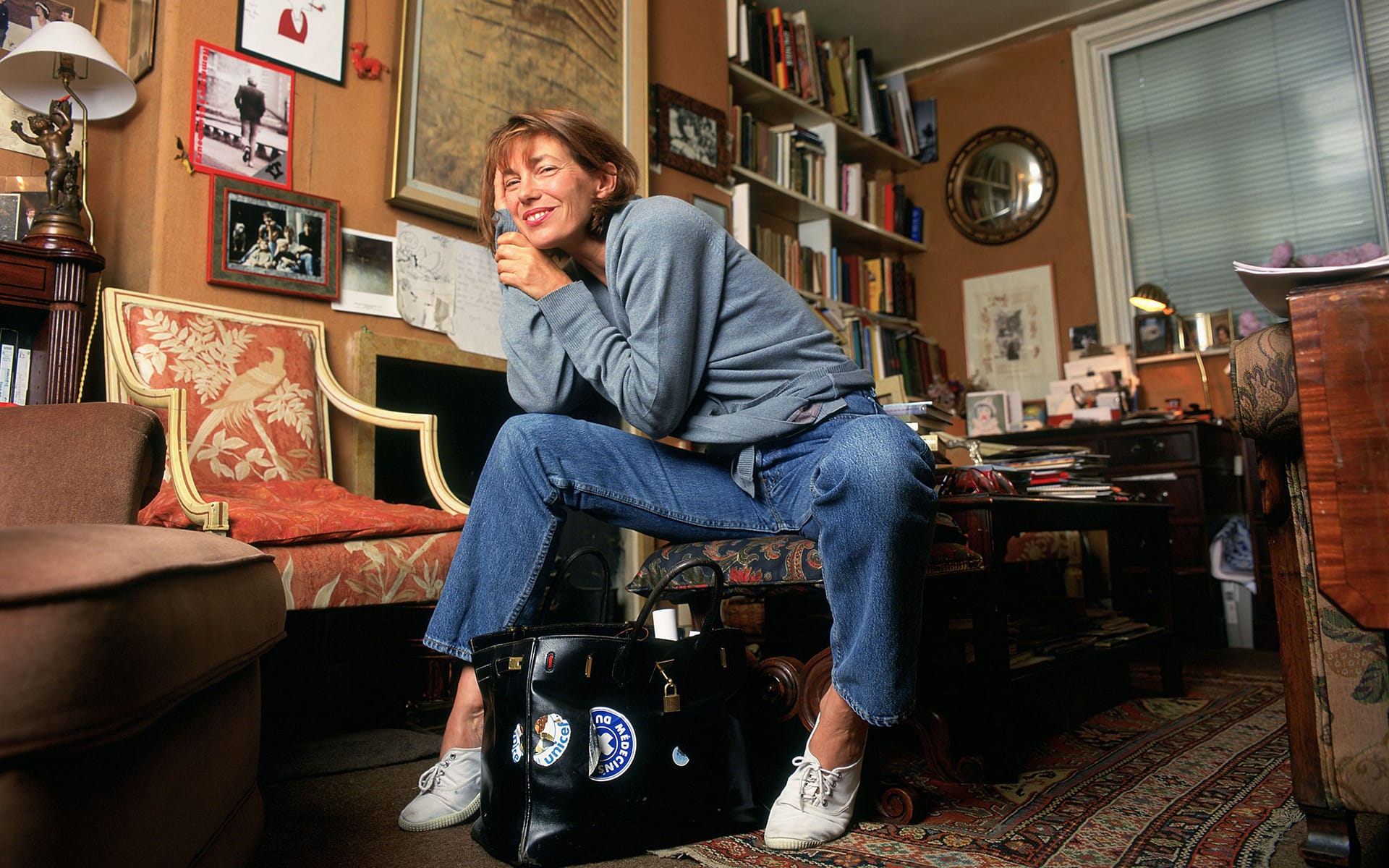 Jane Birkin's original Birkin bag is on view.