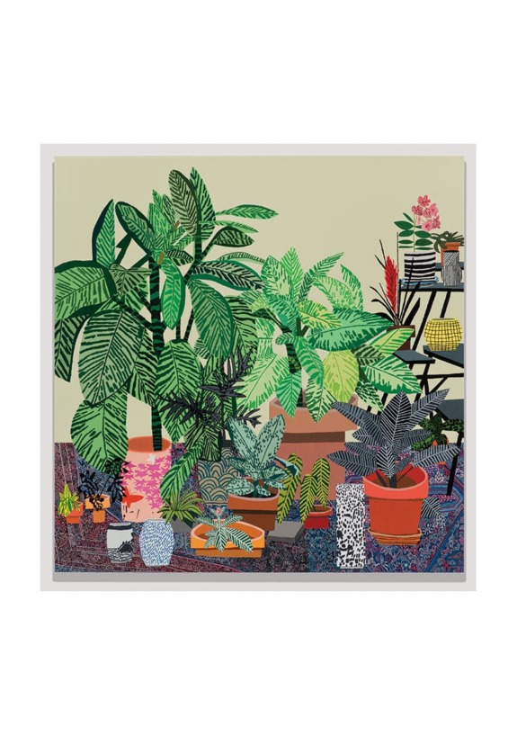 Blue Rug Still Life, (2014), by Jonas Wood.