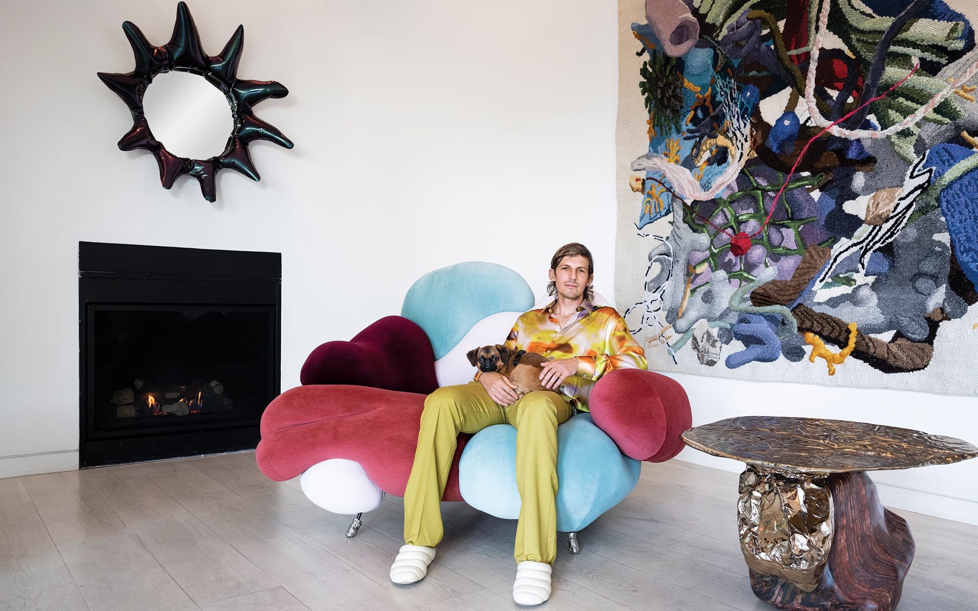 Misha Kahn at Friedman Benda with his works from his 2023 solo show "Staged."