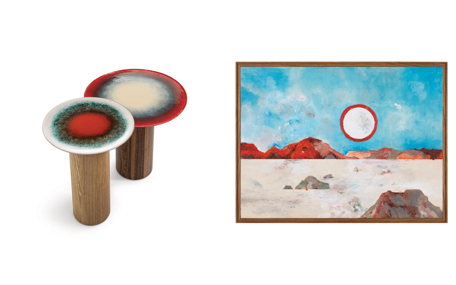 Discover how life imitates art in unexpected moments of visual synchronicity featuring Moroso cocktail tables and a Harold Ancart piece.