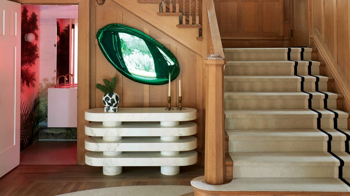 The stairway in a Los Angeles home designed by Ghislaine Viñas.