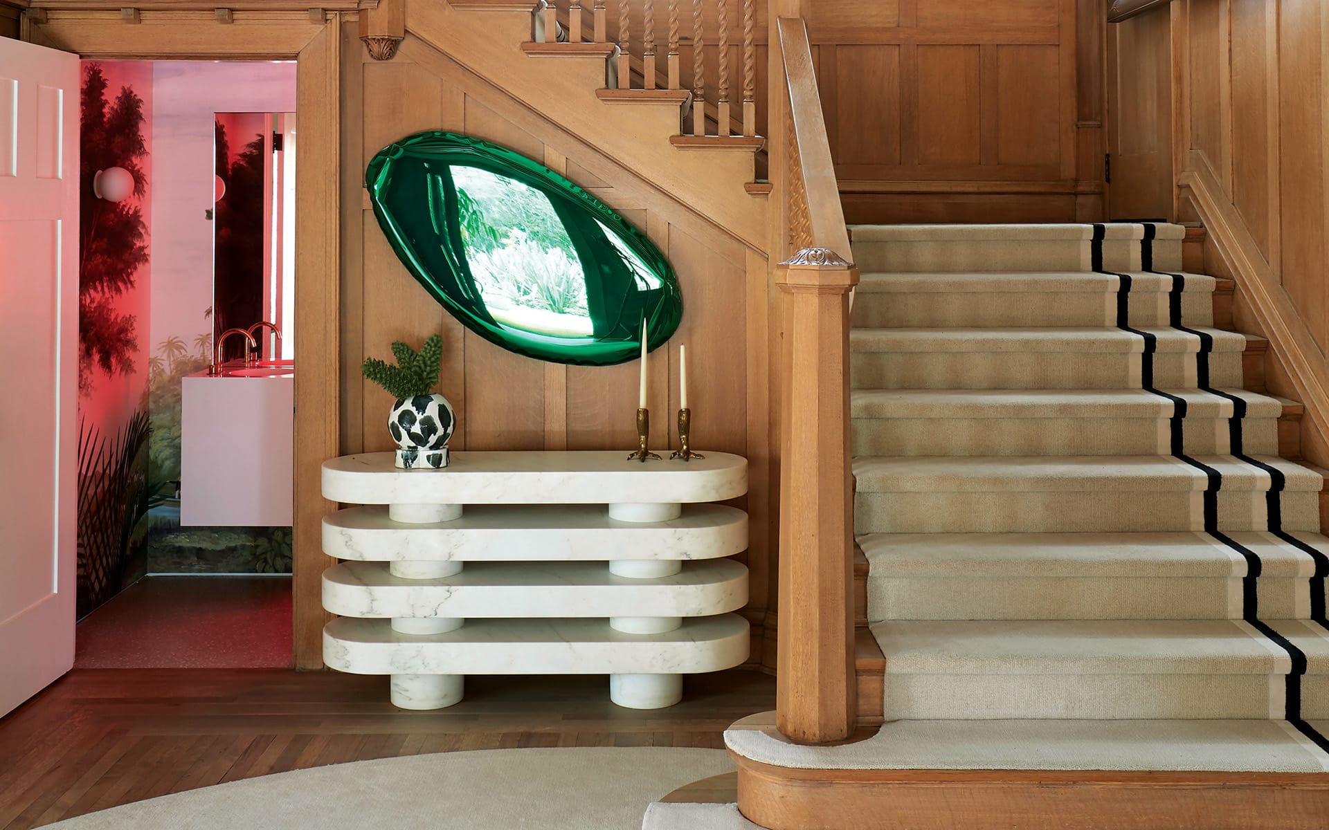 The stairway in a Los Angeles home designed by Ghislaine Viñas.