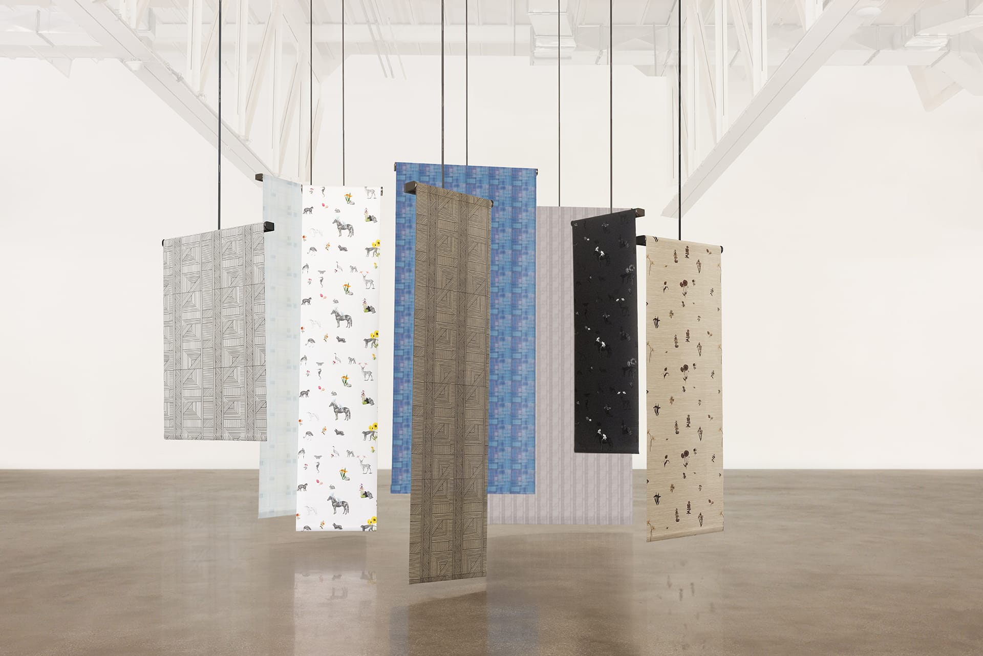 Panels from fashion designer Mimi Plange’s collaboration with The Shade Store.