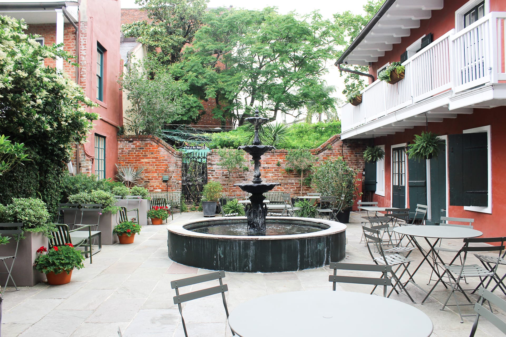 Peychaud’s courtyard at The Celestine hotel in New Orleans.