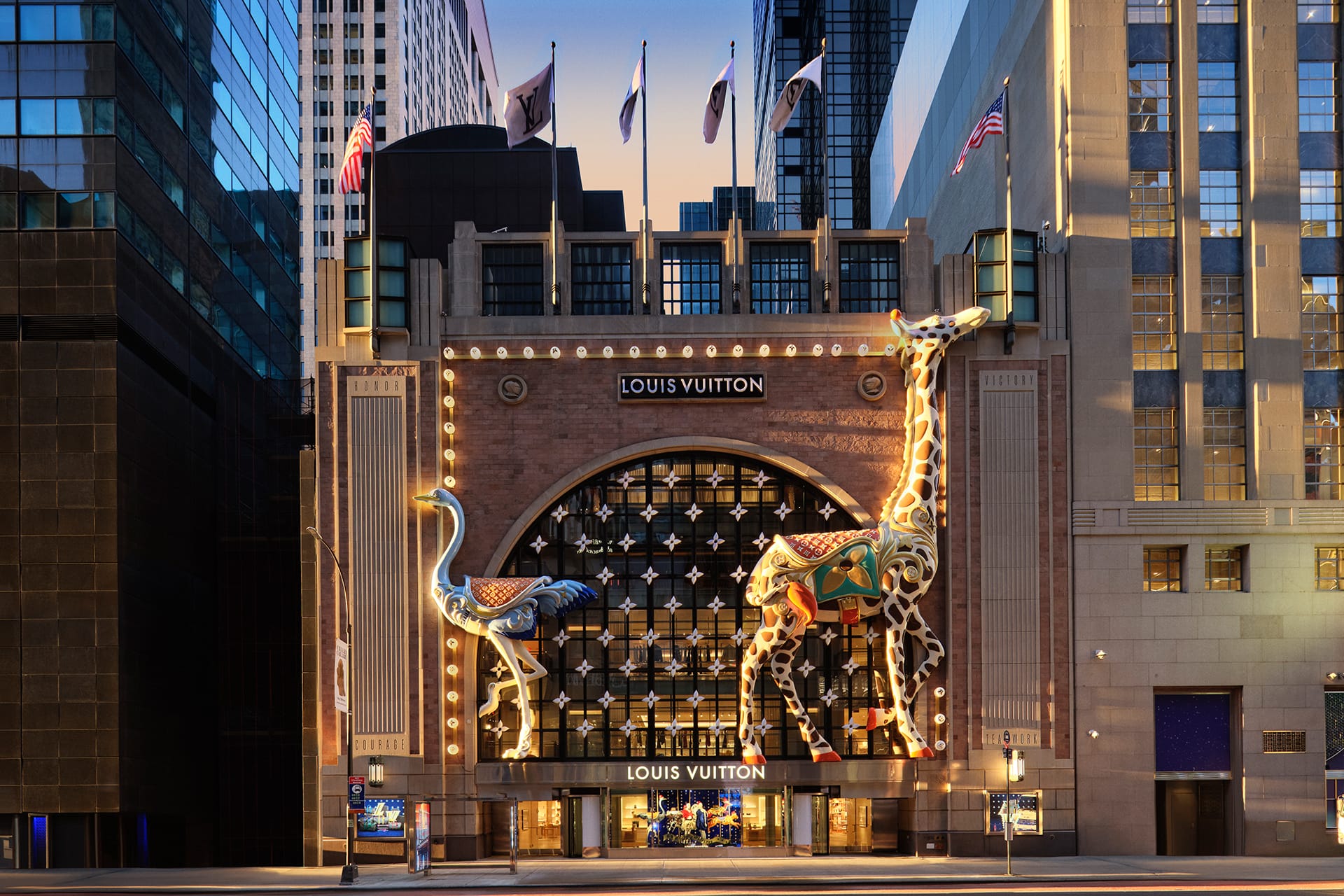 Exterior of the new Louis Vuitton flagship on 57th Street in New York.