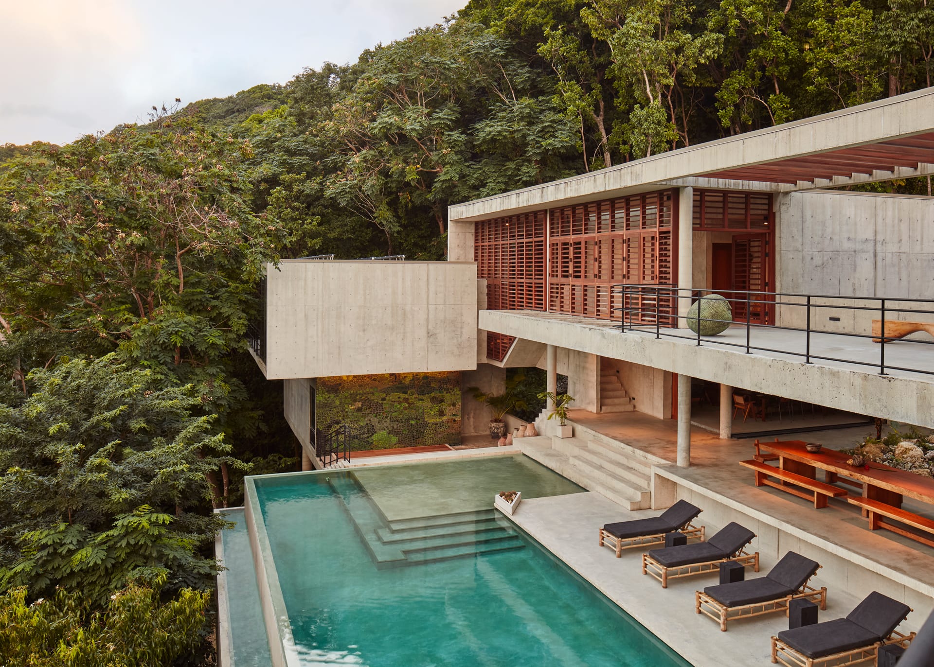 The striking architecture of Pompey, a private villa in Portland, Jamaica, owned by recording artist Diplo.