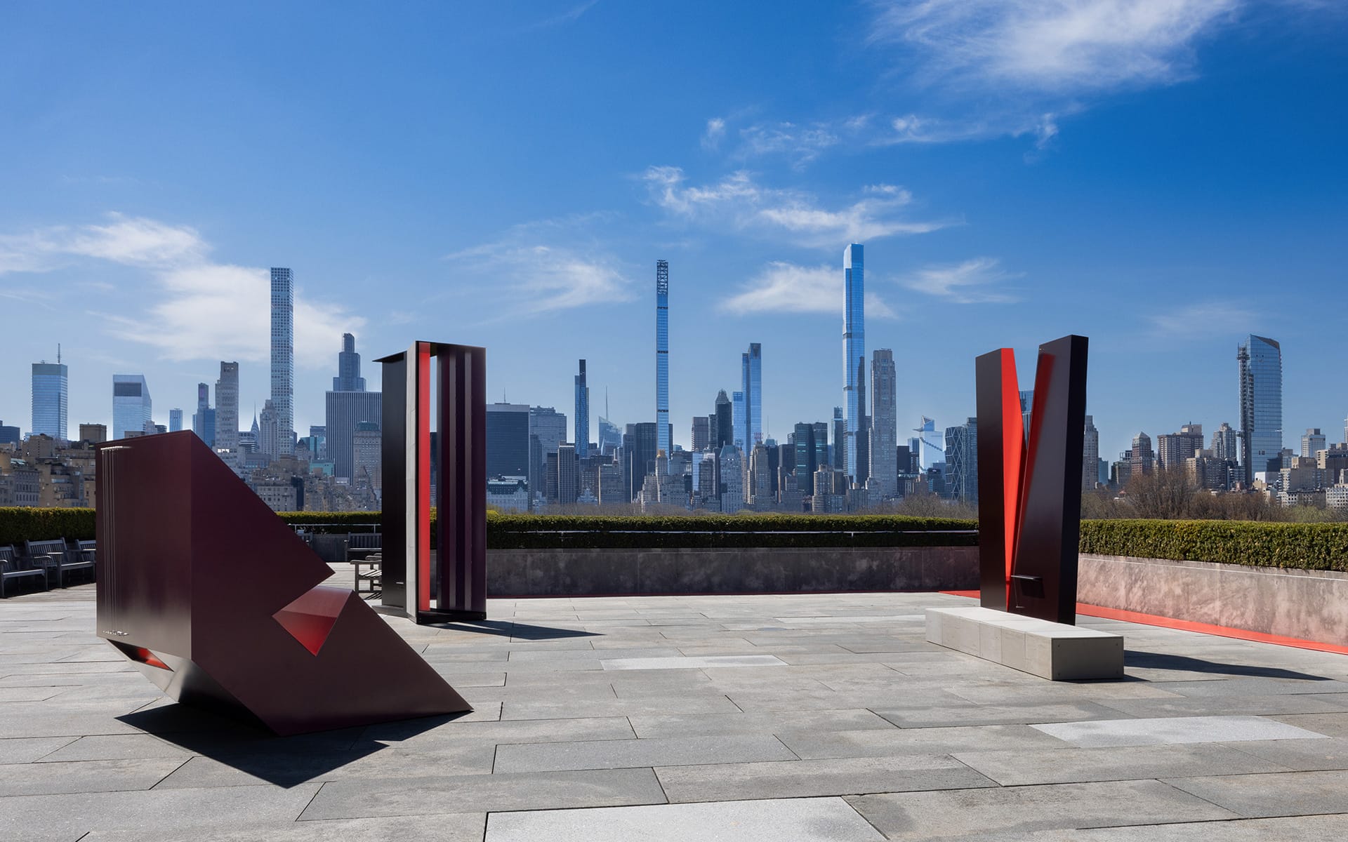 Installation view of The Roof Garden Commission: Jennie C. Jones, Ensemble, 2025.