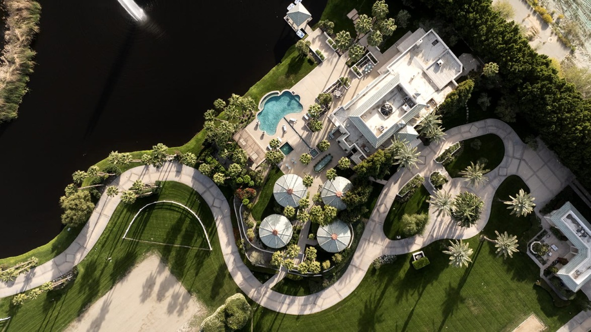 An aerial view of the Merv Griffin estate.