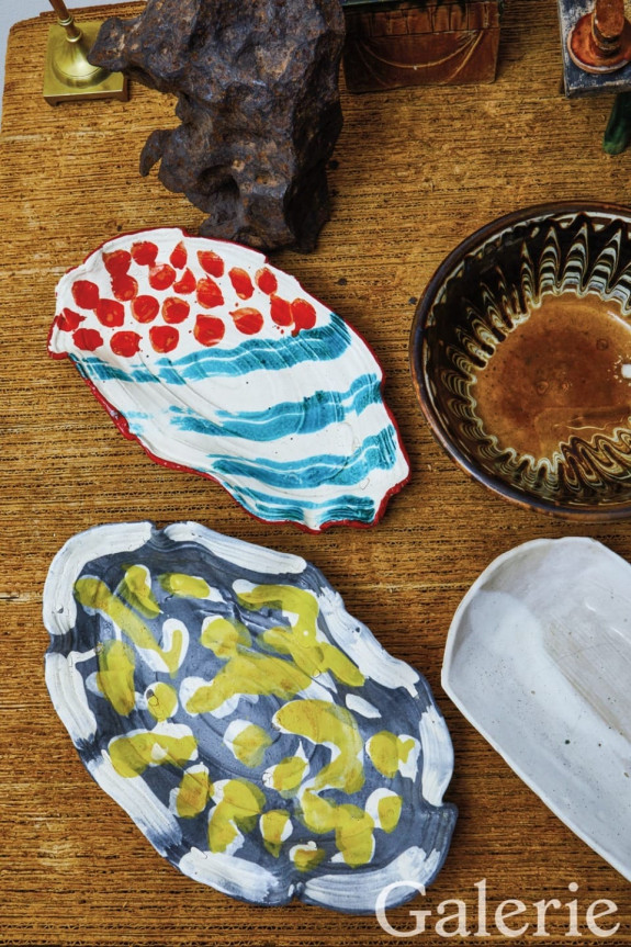 A collection of ceramics combines the old and new, including two colorful creations by Betty Woodman.