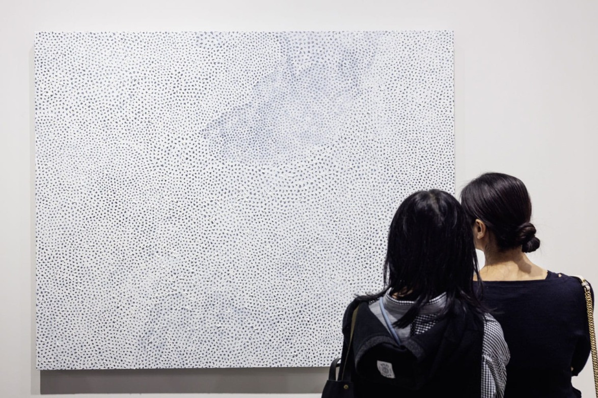 An artwork by Yayoi Kusama at David Zwirner's booth.