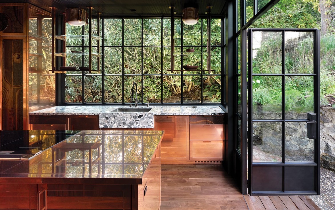 Interior designer Drew McGukin and architect Benjamin McGriff called upon a collection of skilled artisans to execute this unique kitchen in the Bay Area.