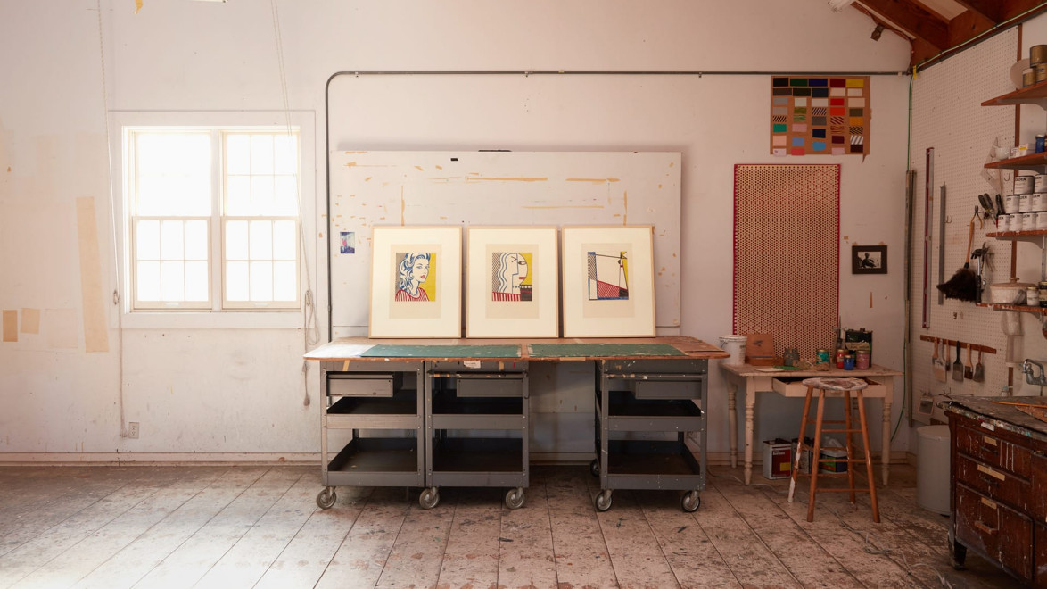 Roy Lichtenstein artwork pictured in his Southampton Studio