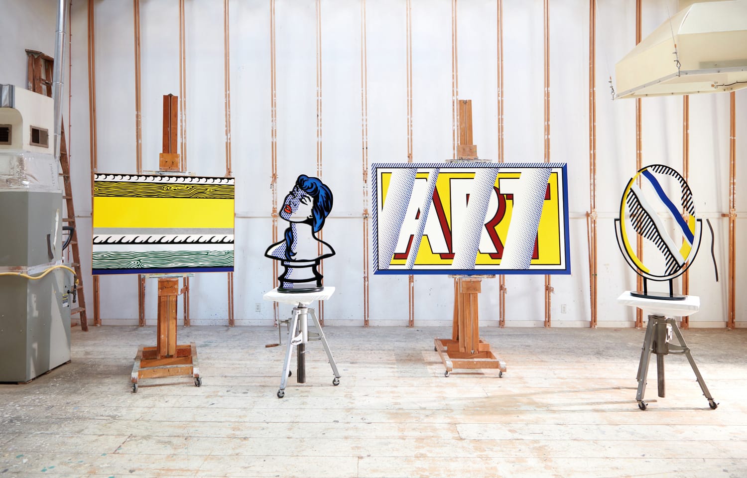 Roy Lichtenstein's artwork is pictured in his Southampton Studio.