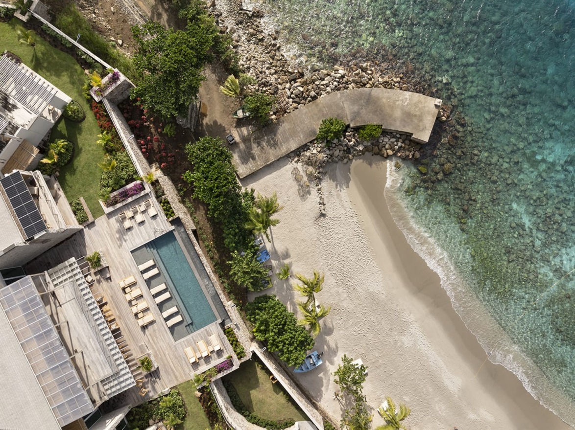Aerial view of Spice of Life residence at Sugar Beach, a Viceroy Hotel, in St. Lucia.