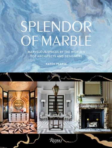 Book cover of "Splendor of Marble" featuring elegant marble interiors and designs.