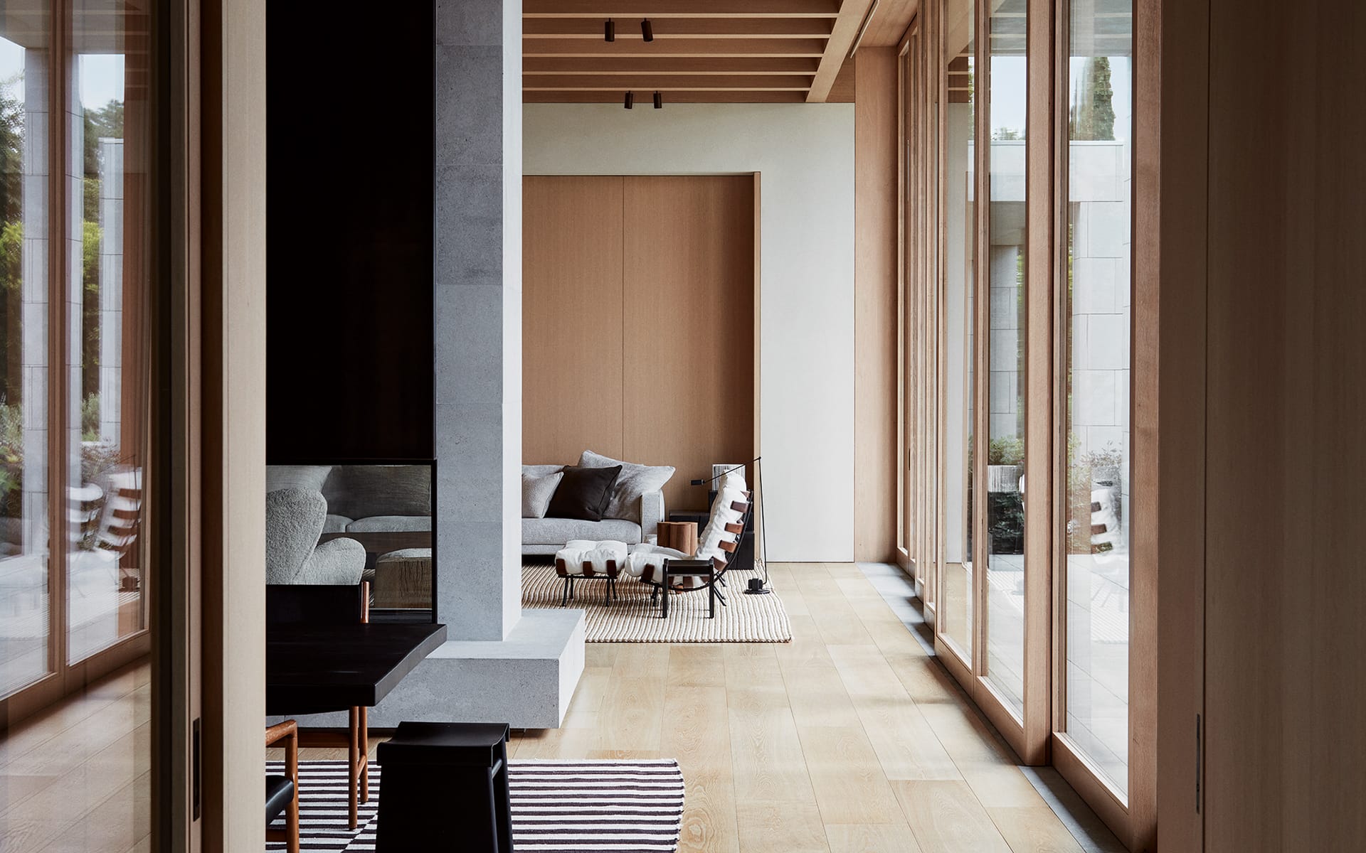The living area of a Los Angeles residence designed by Antwerp, Belgium, architect Vincent Van Duysen.