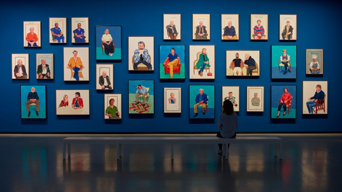 Installation view, "David Hockney 25" at Fondation Louis Vuitton.
