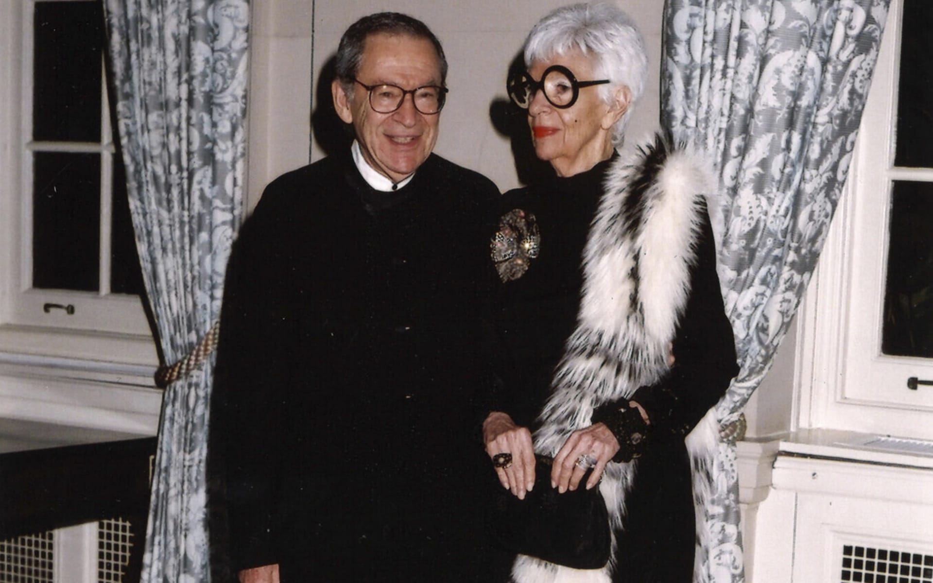 Iris Apfel with her husband, Carl, in Palm Beach.