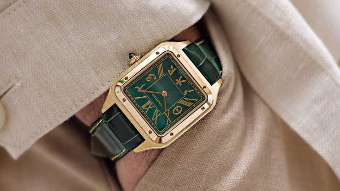 The Cartier Santos-Dumont Yoni Ben-Yehuda custom designed.