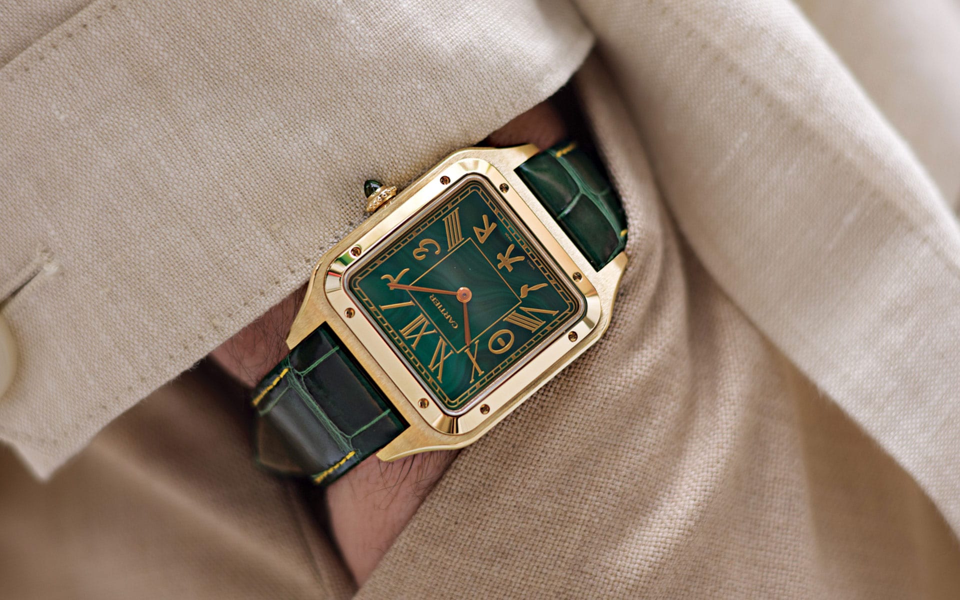 The Cartier Santos-Dumont Yoni Ben-Yehuda custom designed.