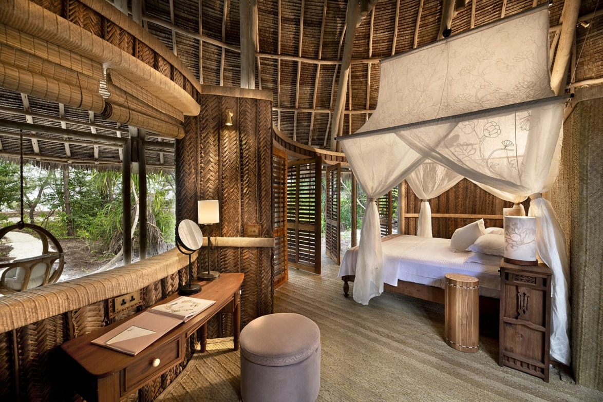 One of the 12 private guest accommodations at andBeyond Mnemba Island in Zanzibar.